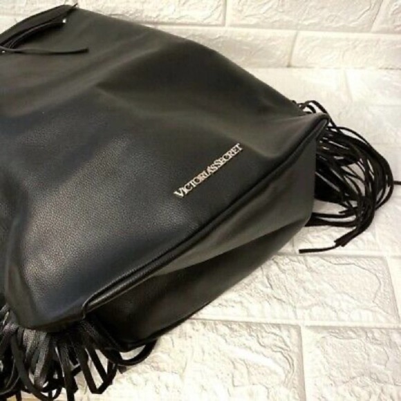 Victoria Secret Black Faux Leather Fringe Backpack Official Fashion Show… - Picture 8 of 10